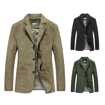 Classic Lapel Cotton Jacket for Men