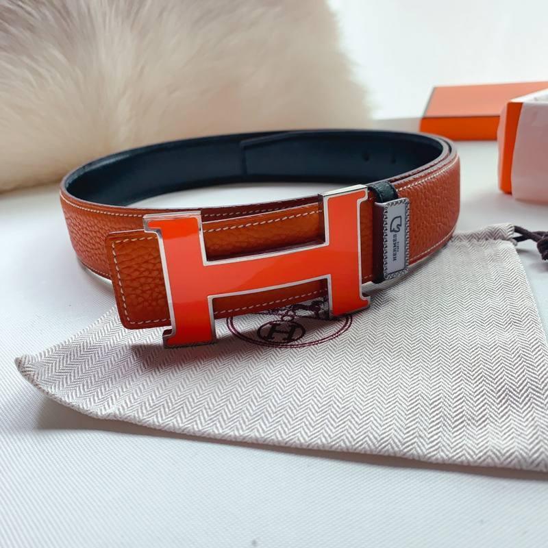 Hermes Men Orange Buckle Belt &