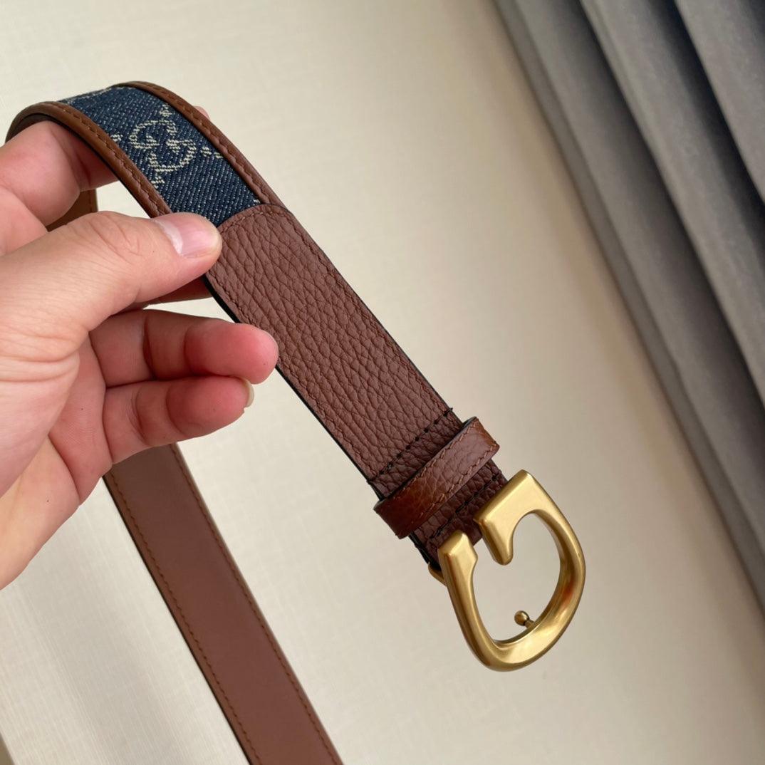 GUCCI Embellished coated-canvas and leather belt &