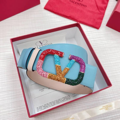 VALENTINO GARAVANI V logo Rainbow Reversible Leather Belt &