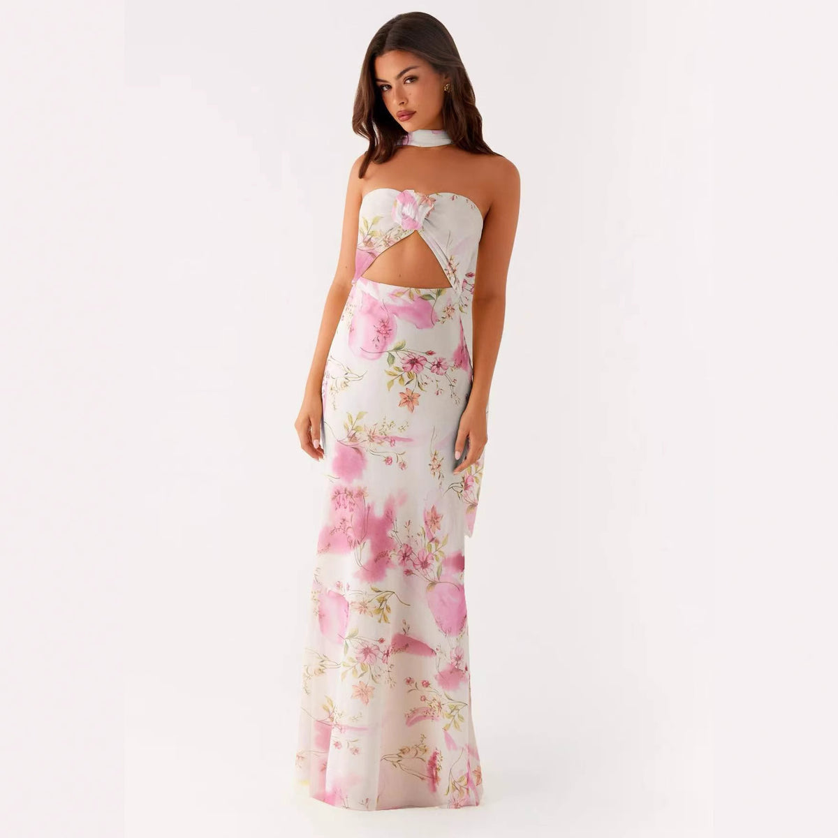 Floral Cut Out Backless Summer Dress