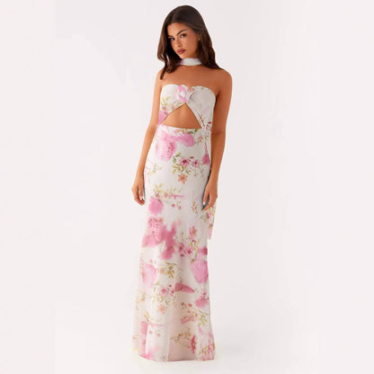 Floral Cut Out Backless Summer Dress