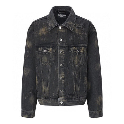 Balenciaga Oversized Distressed Denim Jacket - Black