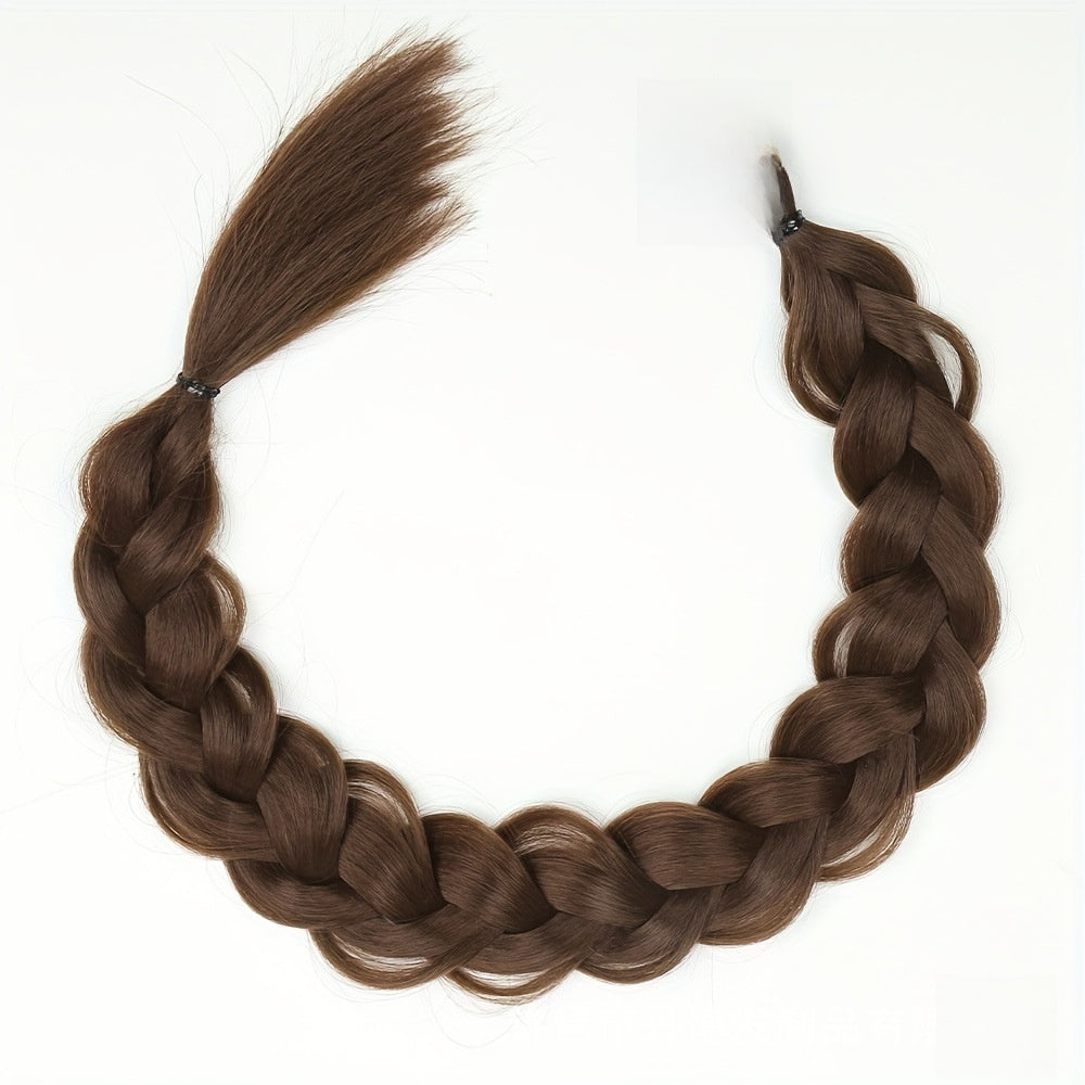 A wig with braids and a high, fake ponytail