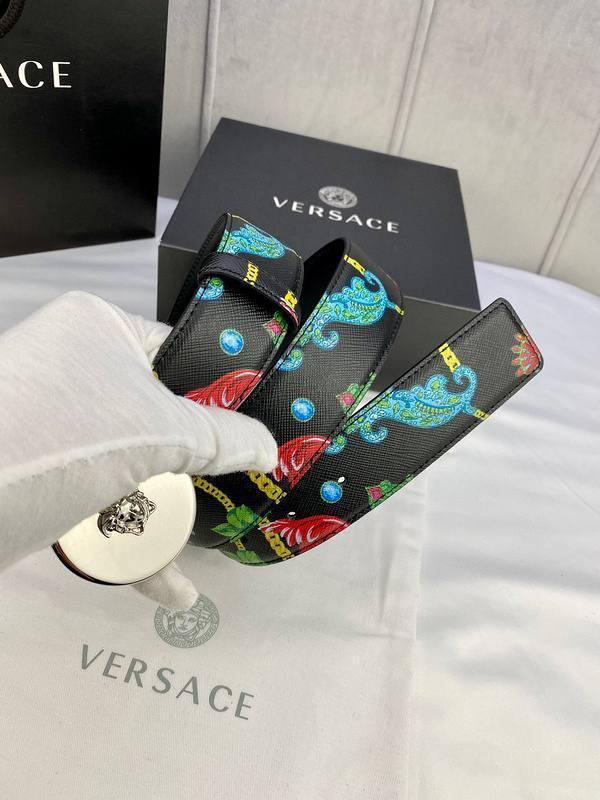 Versace MEDUSA BIGGIE ENAMEL LEATHER BELT