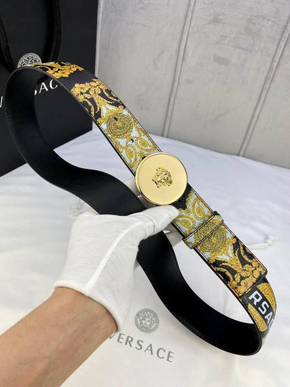 Versace MEDUSA BIGGIE ENAMEL LEATHER BELT