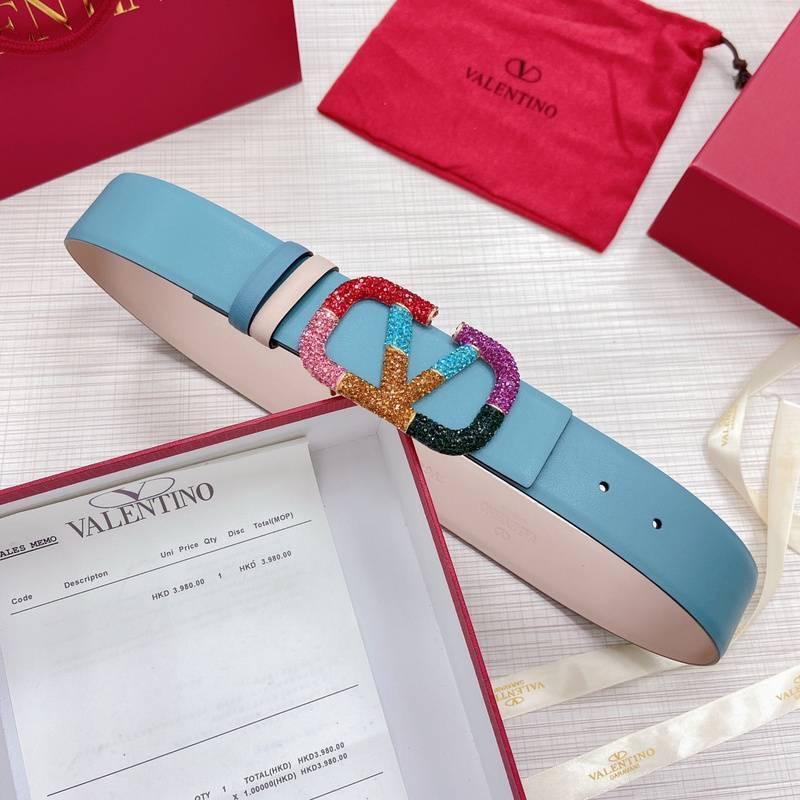 VALENTINO GARAVANI V logo Rainbow Reversible Leather Belt &
