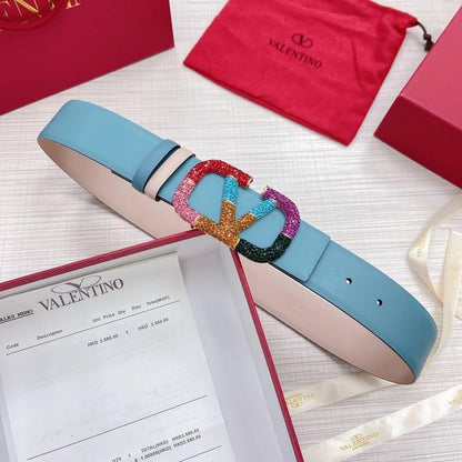 VALENTINO GARAVANI V logo Rainbow Reversible Leather Belt &