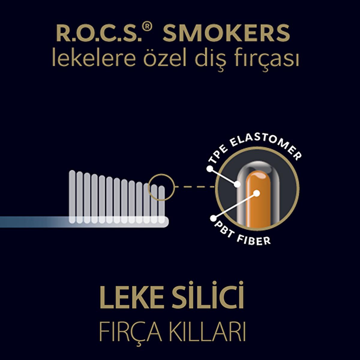 Rocs Stain Removal Toothbrush for Smokers, Coffee &amp; Tea Drinkers - Whitening, Angled Head, Elastic Bristles