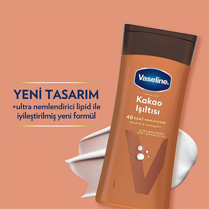 Vaseline Cocoa Glow Body Lotion - 48 Hour Moisturization, Ultra Hydrating Lipid Formula, Non-Greasy Texture for Dry Skin