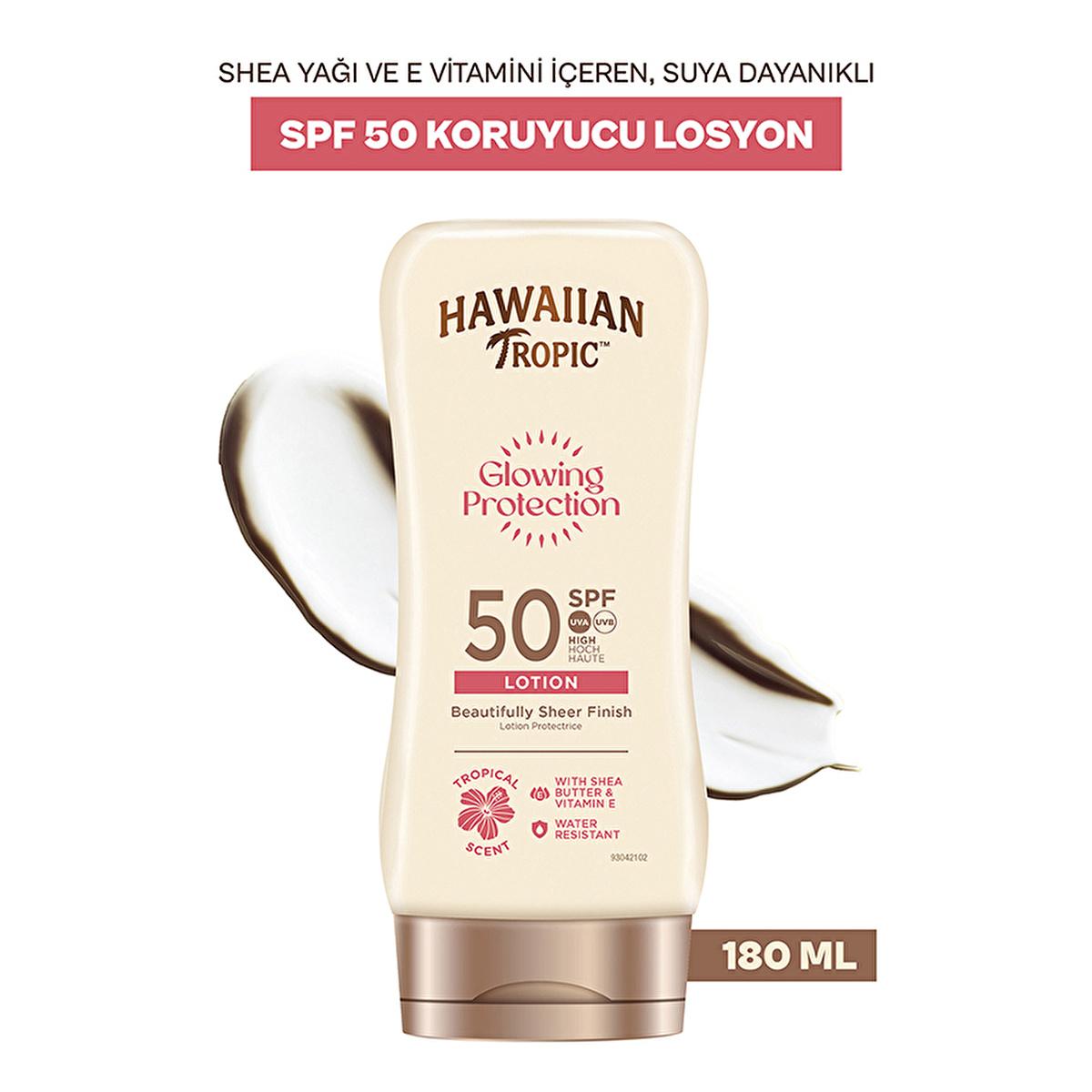 Hawaiian Tropic Glowing Protection SPF 50 Sunscreen Lotion - UVA/UVB, Vegan &amp; Cruelty-Free, Moisturizing - 6.09 fl oz