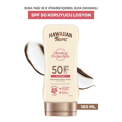Hawaiian Tropic Glowing Protection SPF 50 Sunscreen Lotion - UVA/UVB, Vegan &amp; Cruelty-Free, Moisturizing - 6.09 fl oz