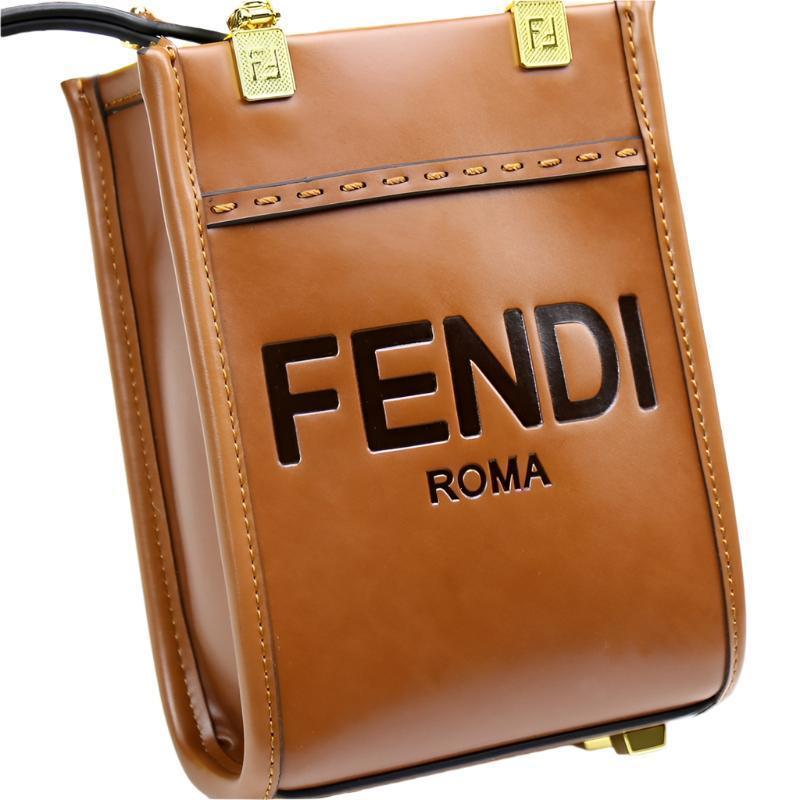 Fendi  Vitello King Plexiglass Logo Embossed Mini Fendi Sunshine Shopper Tote
