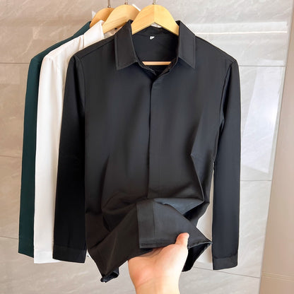 Mens Chiffon Hidden Button Shirt