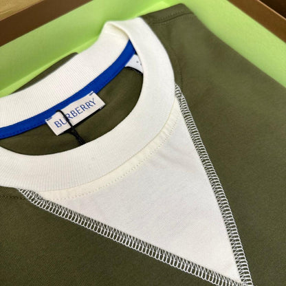 Burberry Green &amp; White T-Shirt Without Collar - Premium Cotton Comfort