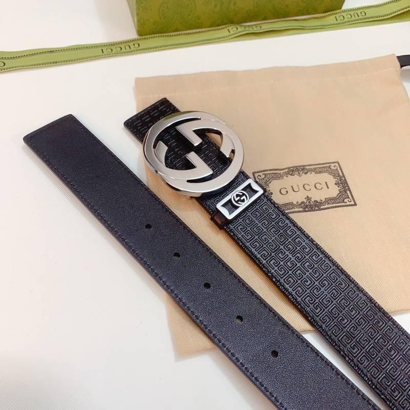 GUCCI Embellished coated-canvas and leather belt &