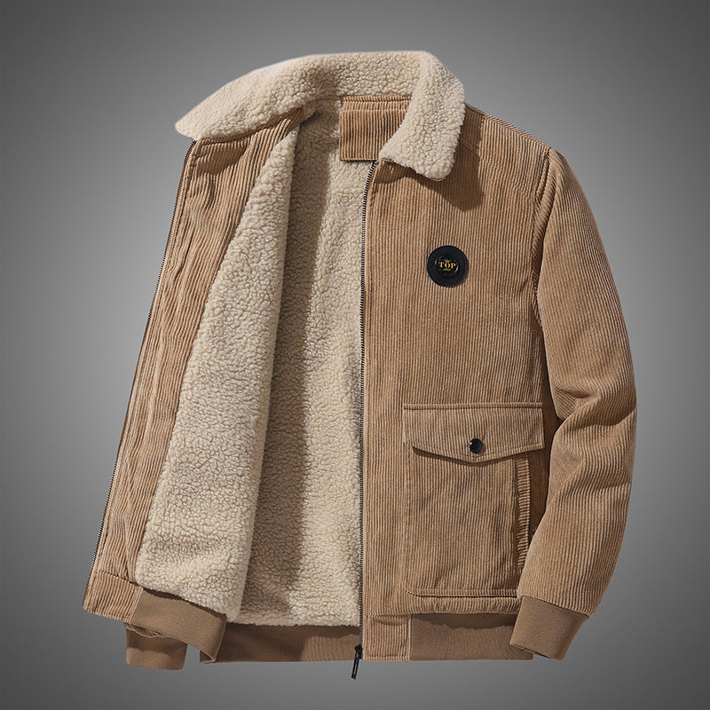 Mens Corduroy Fleece Lined Winter Jacket