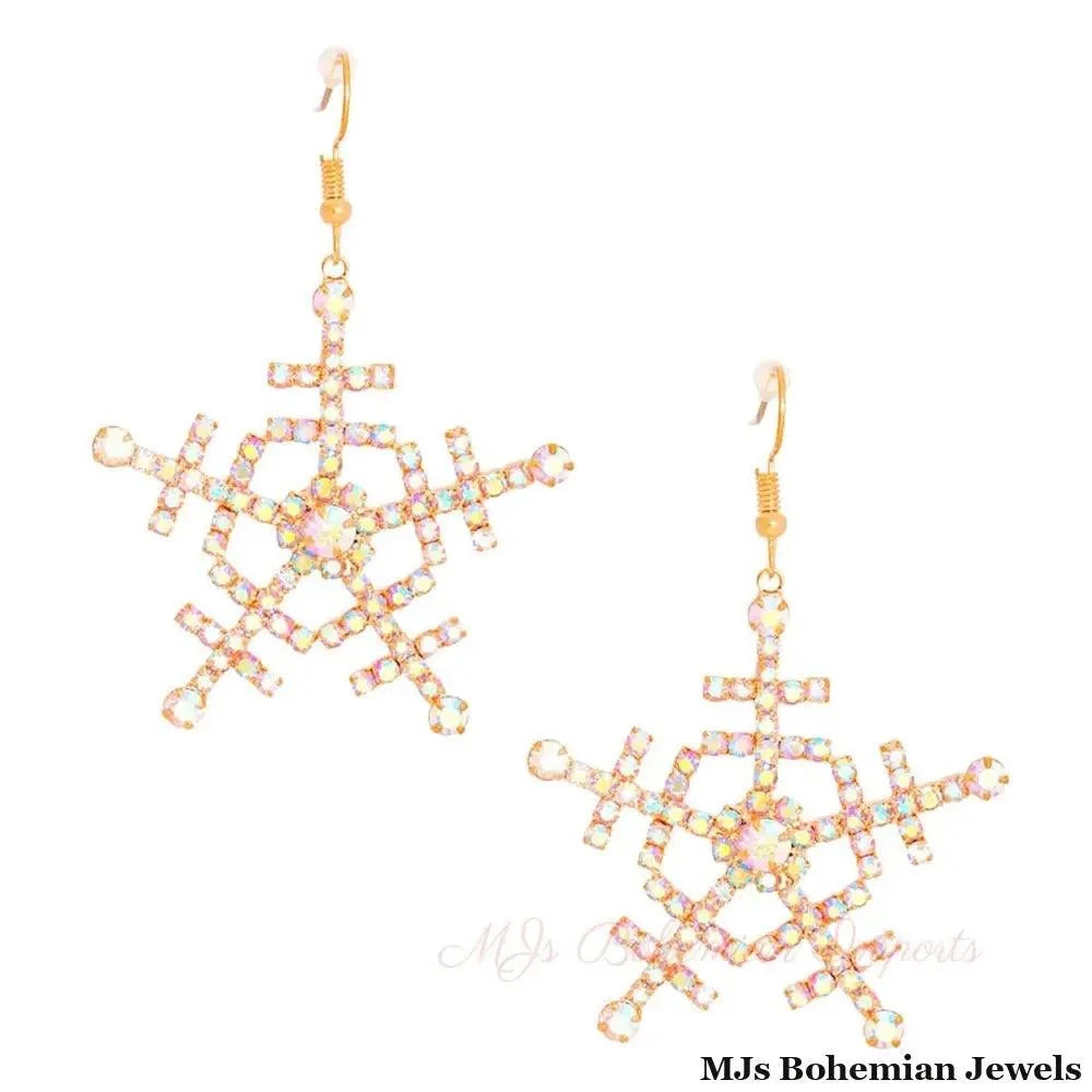 Dangle Gold Medium Snowflake Earrings for Women