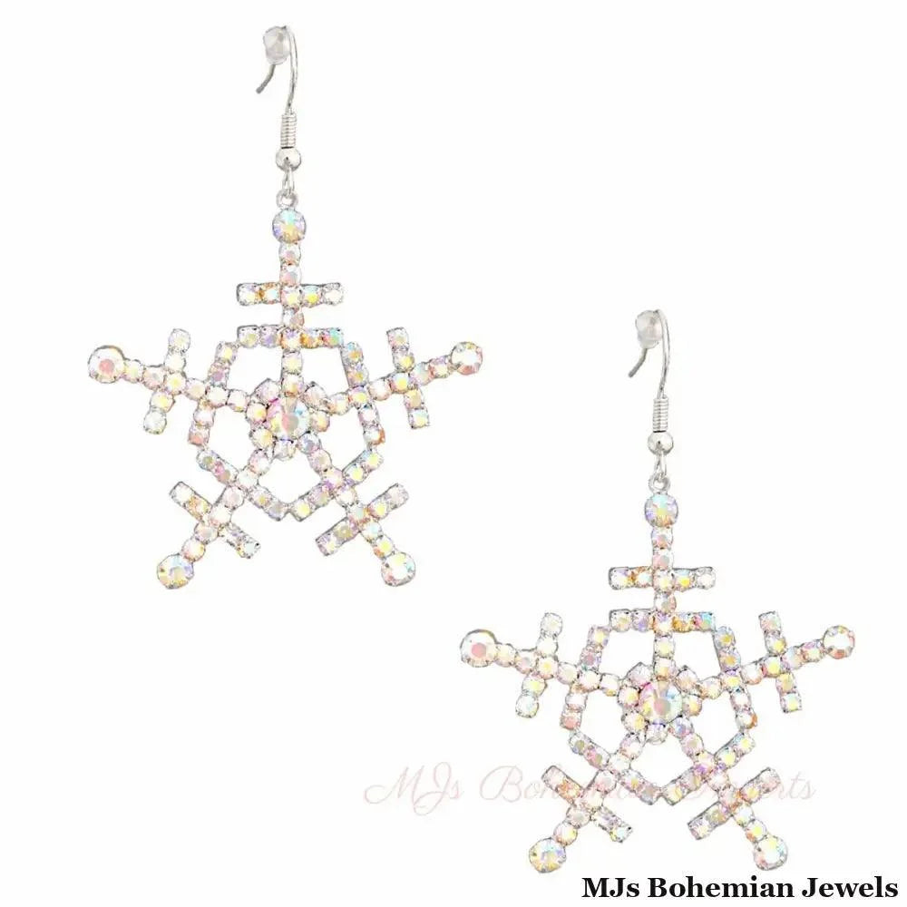 Dangle Silver Medium Snowflake Earrings for Women