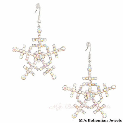 Dangle Silver Medium Snowflake Earrings for Women