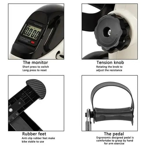 Compact portable mini exercise bike with handle for hands and feet training at home