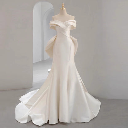 French Satin Fishtail Wedding Dress