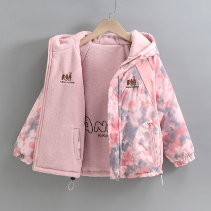 Reversible Fleece Lined Childrens Hooded Jacket