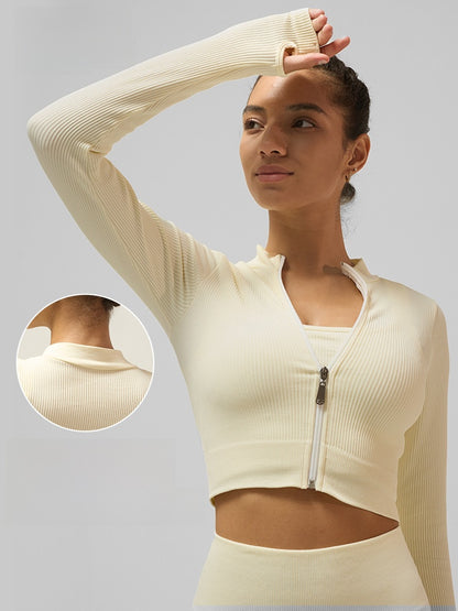 Womens Zipper Front Yoga Top
