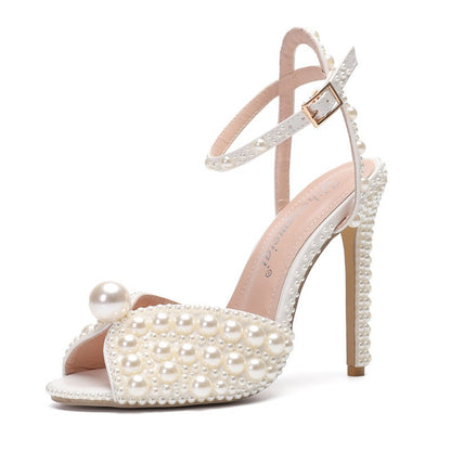 Rhinestone Pearl Womens Wedding High Heels
