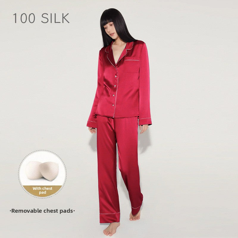 Women?s high-end 100% mulberry silk loungewear set with built-in bra pads.