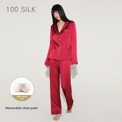 Women?s high-end 100% mulberry silk loungewear set with built-in bra pads.