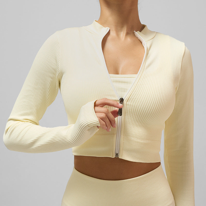 Womens Zipper Front Yoga Top