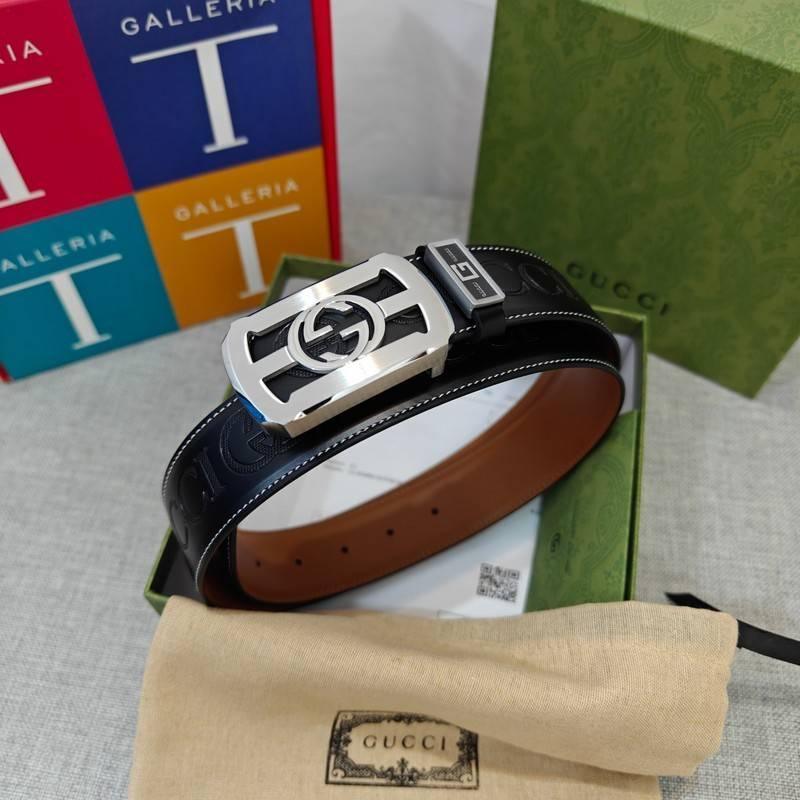 GUCCI Embellished coated-canvas and leather belt &