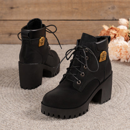 Women Chunky Heel Martin Boots