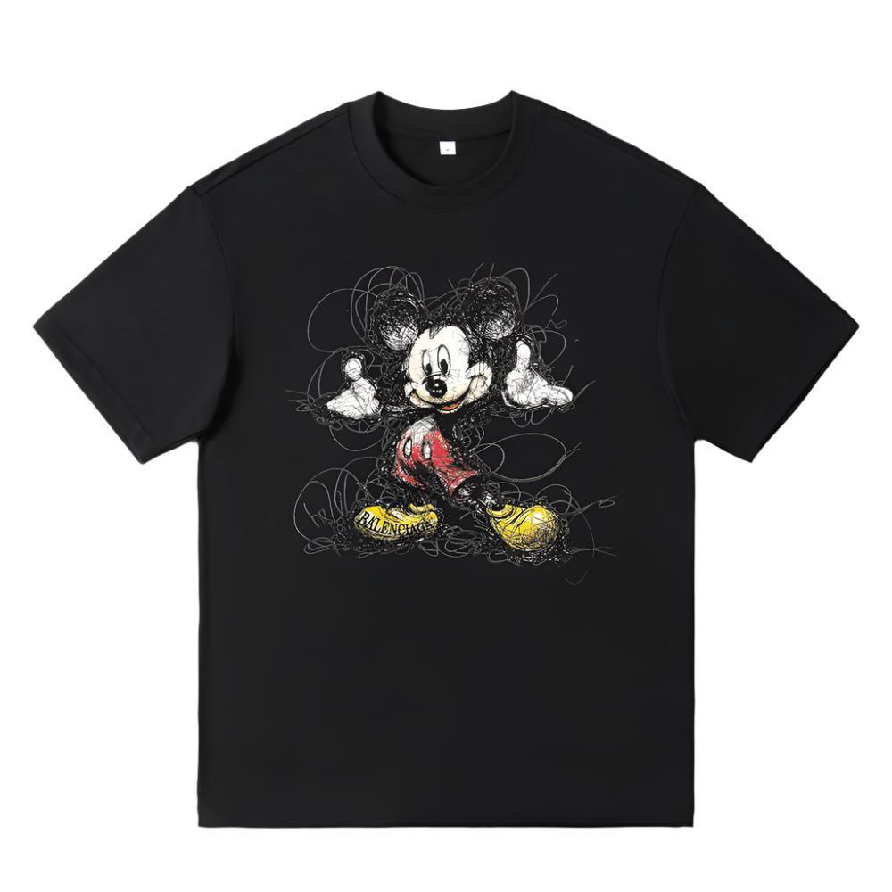 Balenciaga Black Mickey Mouse T-Shirt Without Collar