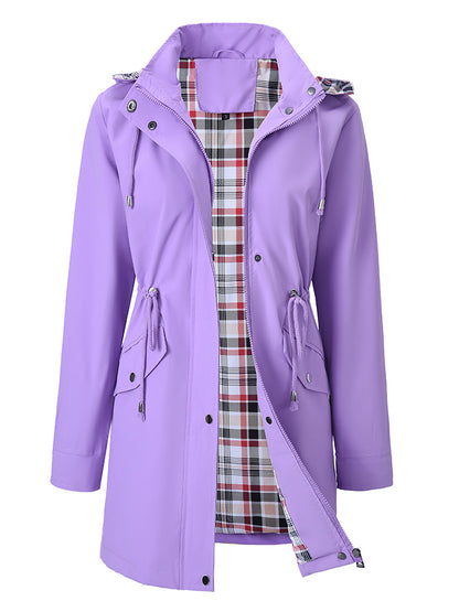 Womens Waterproof Windbreaker with Plaid Lining