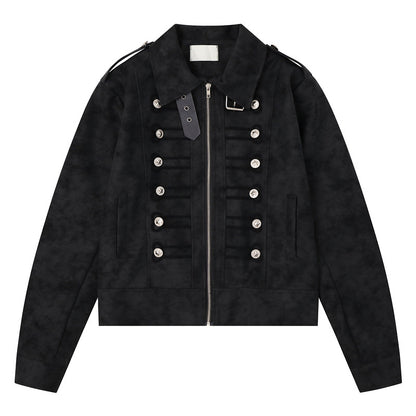 Slim-fit Faux Suede Biker Jacket