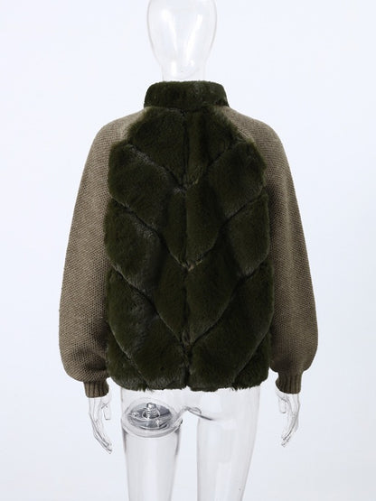 Elegant Long Sleeve Fur Patchwork Jacket