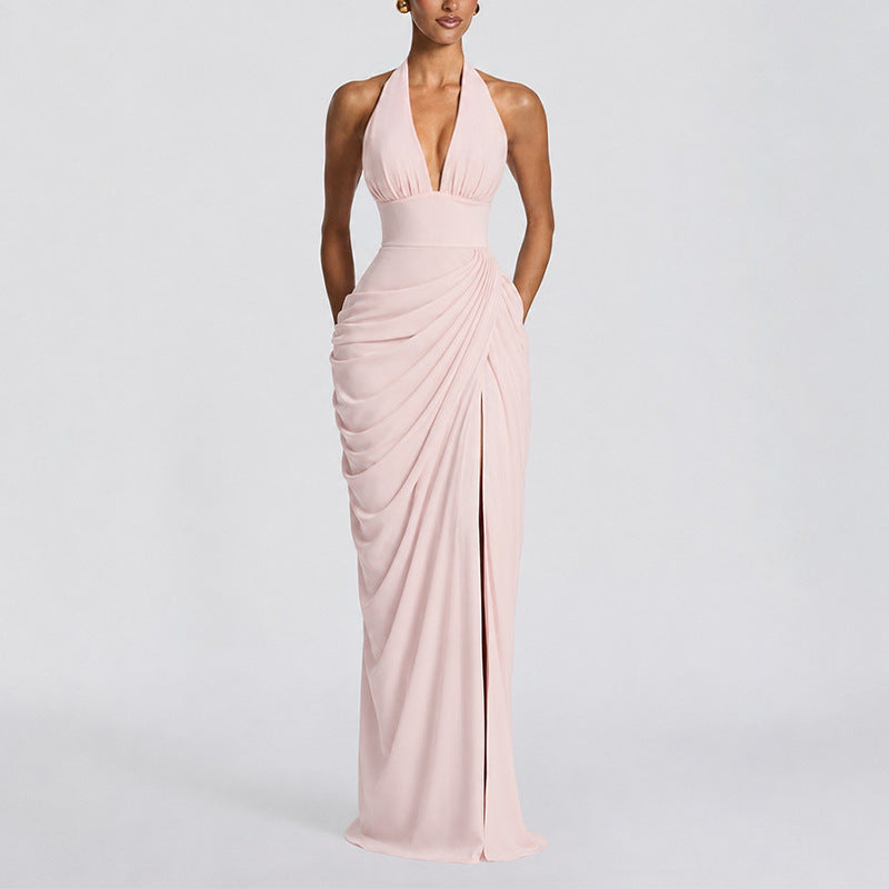 Elegant Halter Neck Evening Gown