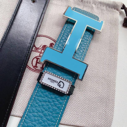 Hermes Men Blue Buckle Belt &
