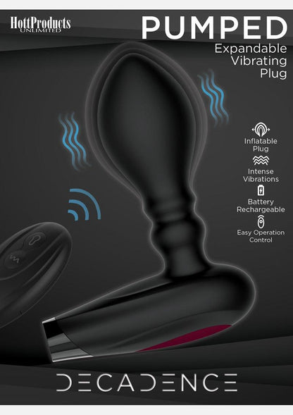 Decadence Pumped Expandable Silicone Vibrating Butt Plug