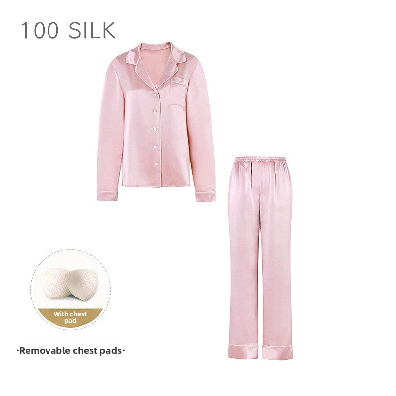 Women?s high-end 100% mulberry silk loungewear set with built-in bra pads.