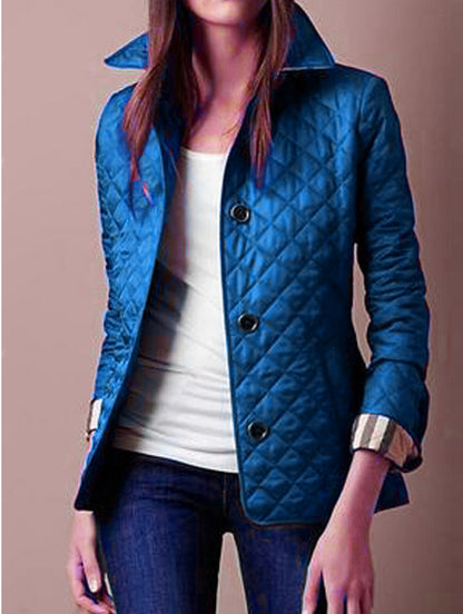 Slim Fit Quilted Jacket with Lapel Collar