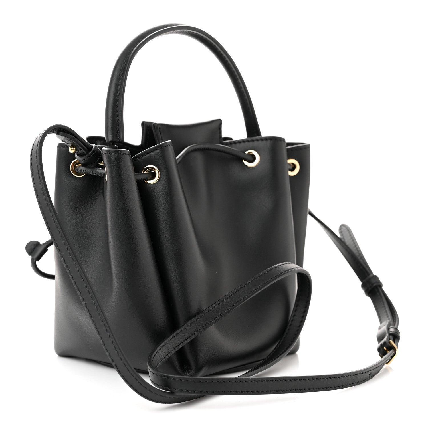 Burberry Calfskin Monogram Motif TB Bucket Black