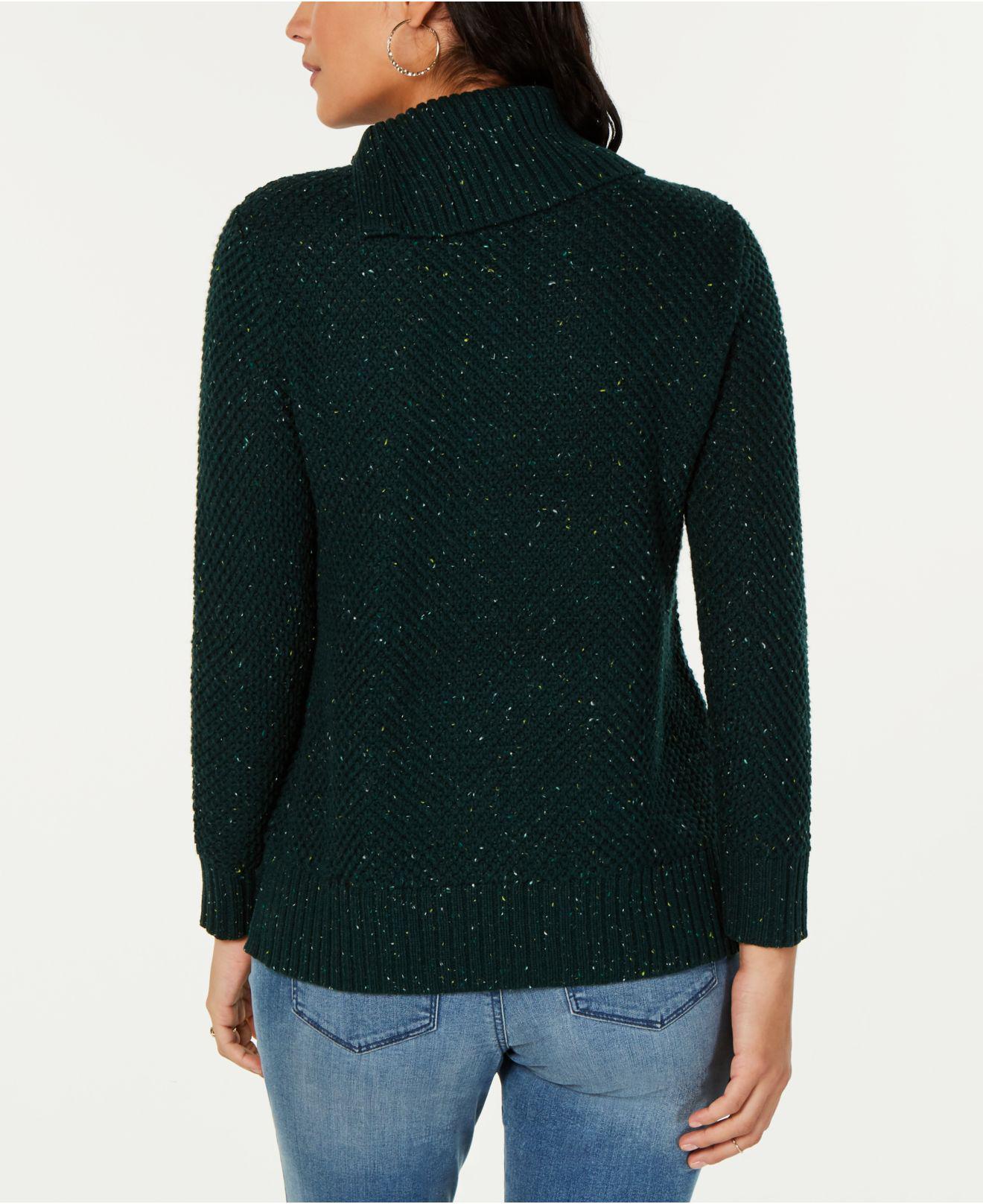 Style &amp; Co Petite Envelope-Neck Tweed Sweater