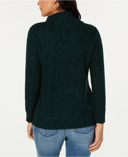 Style &amp; Co Petite Envelope-Neck Tweed Sweater
