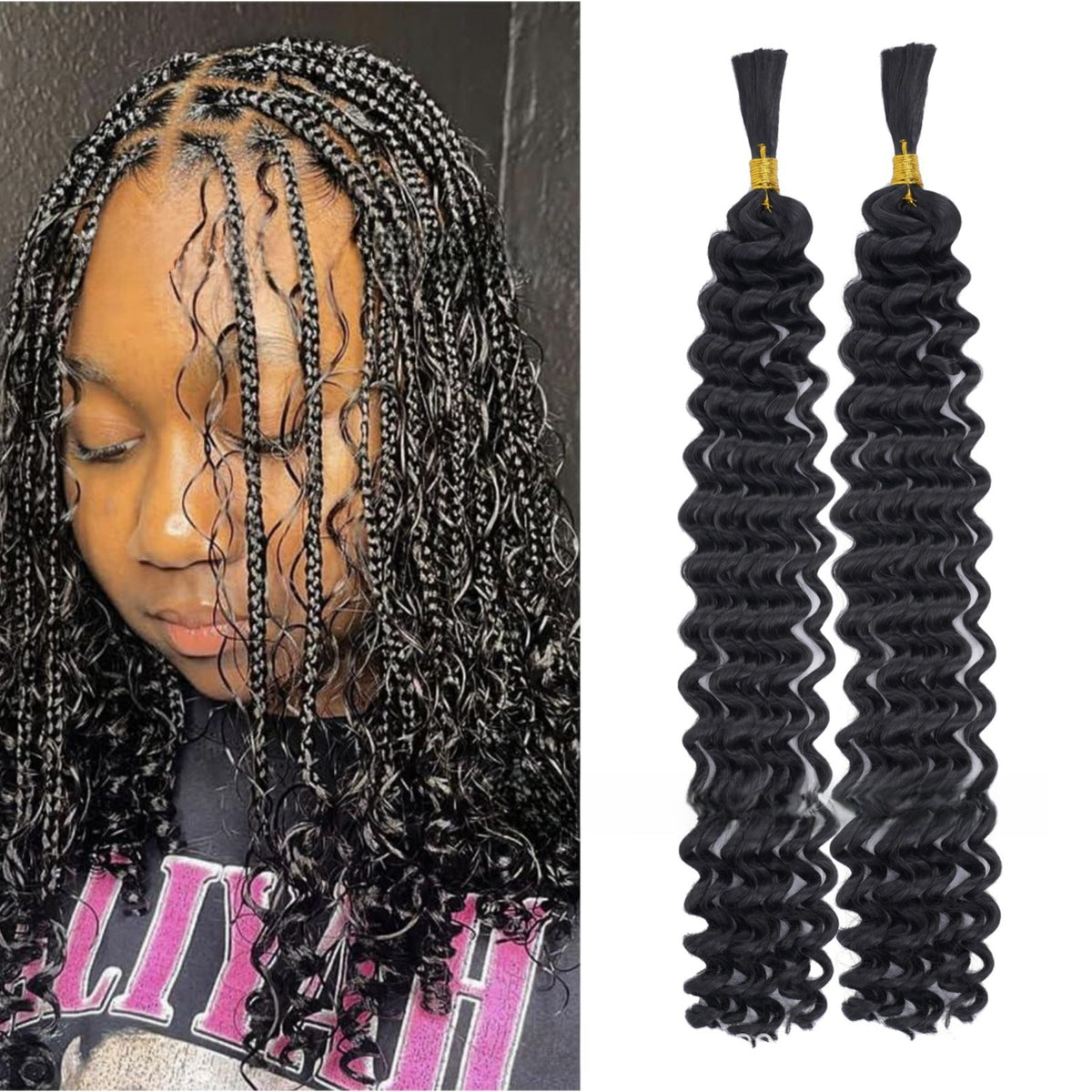 Deep Wave Bohemian Braid Wig Hand-Woven Hair Extensions