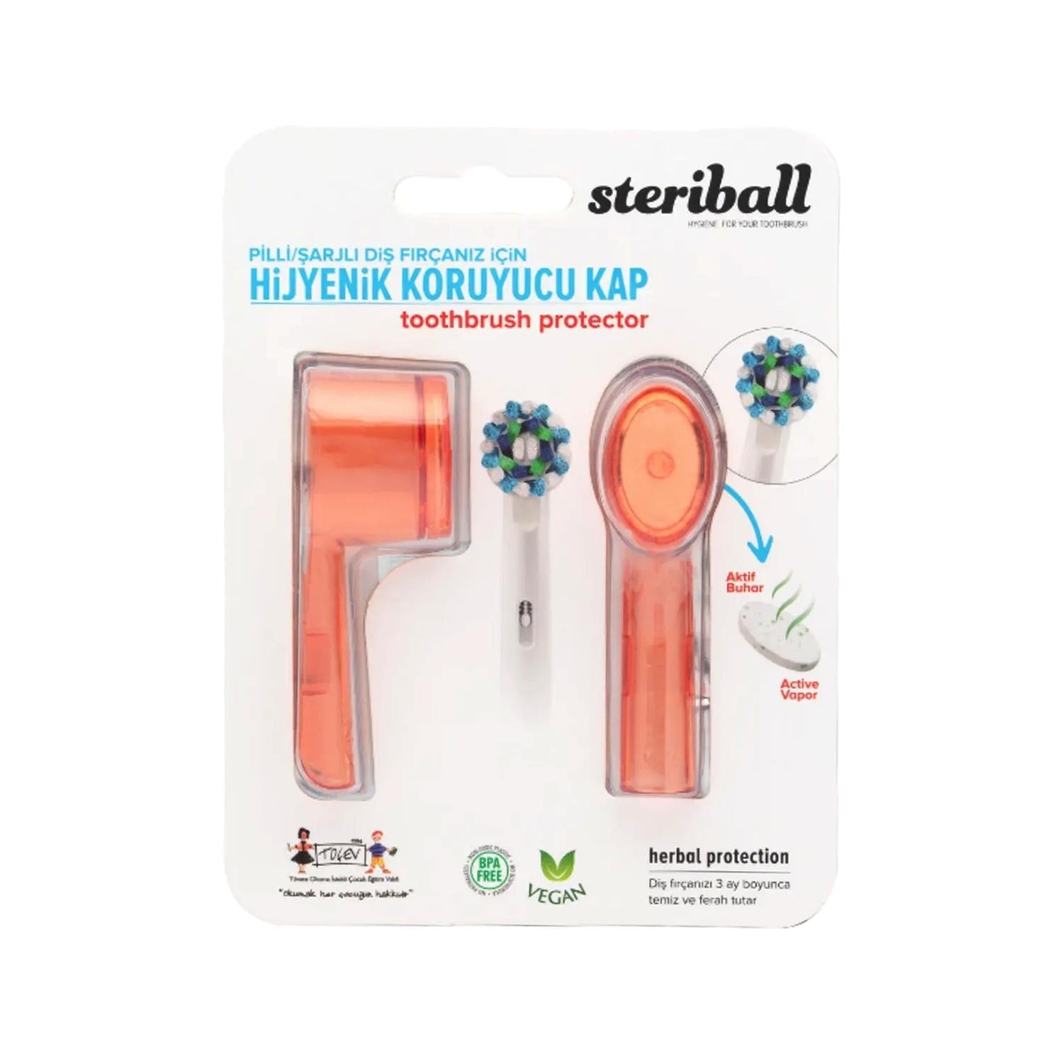Steriball Hygienic Toothbrush Holder - Turquoise 2 Pack, Electric Toothbrush Container &amp; Bathroom Storage Solution