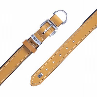 Doggie Comfort Leather Dog Collar Camel for Small Breeds 45cm