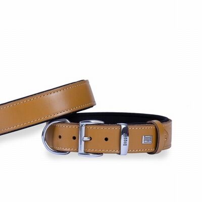 Doggie Comfort Leather Dog Collar Camel 3.5x55 cm
